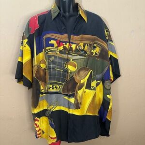 Sharper Image Pure Silk Short Sleeve Shirt Large VINTAGE gently worn